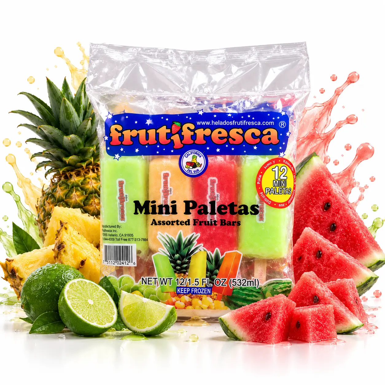 Paquete Familiar de Mini Paletas Surtidas de Fruta de 12 Piezas